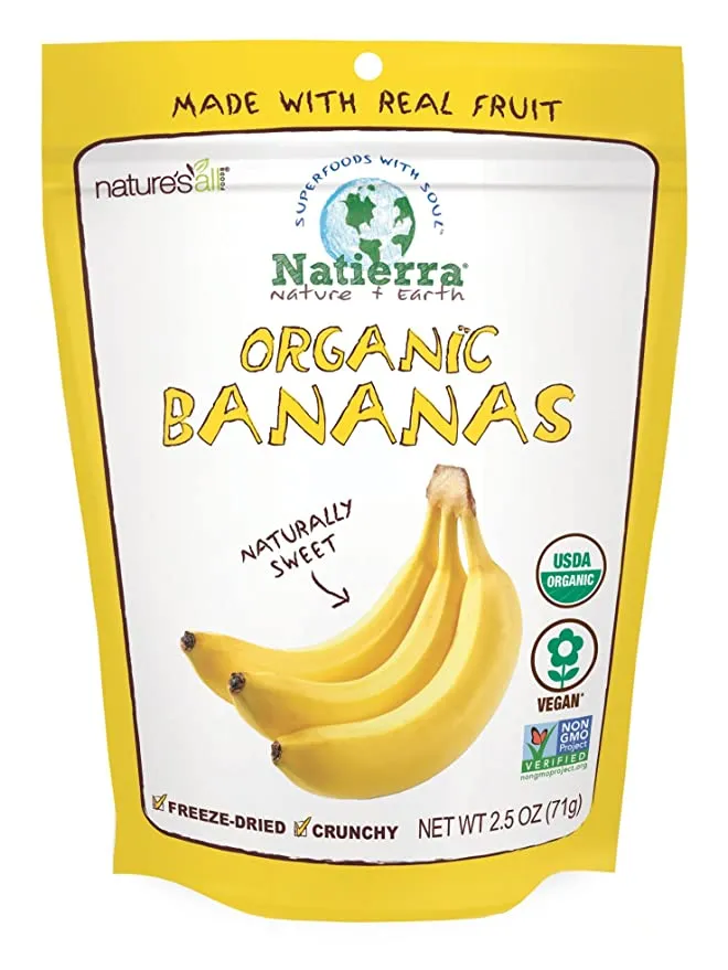 Nature's All Foods - Natierra Organic Freeze-Dried Bananas - 2.5 oz
 | Pack of 12