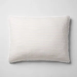 New - King Euro 26''x34'' Heavyweight Linen Blend Stripe Decorative Throw Pillow Natural - Casaluna