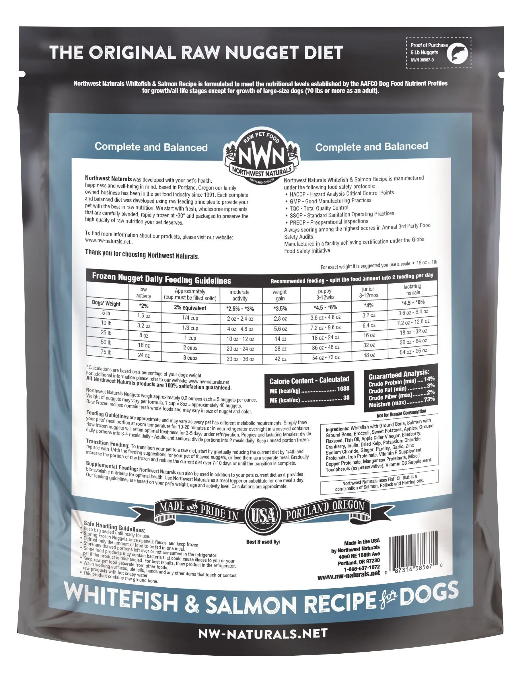 Northwest Naturals Whitefish and Salmon Recipe, Frozen Dog Food