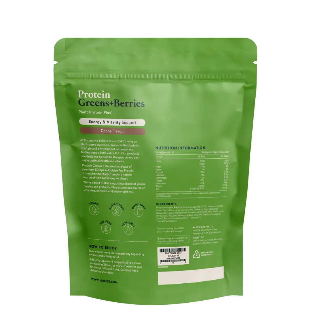 Nuzest Protein Greens   Berries 300g Cocoa