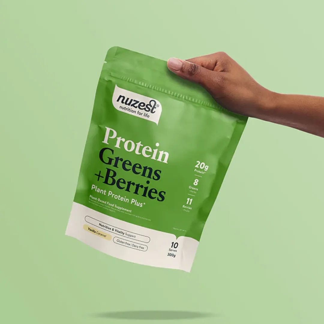 Nuzest Protein Greens   Berries 300g Vanilla Caramel