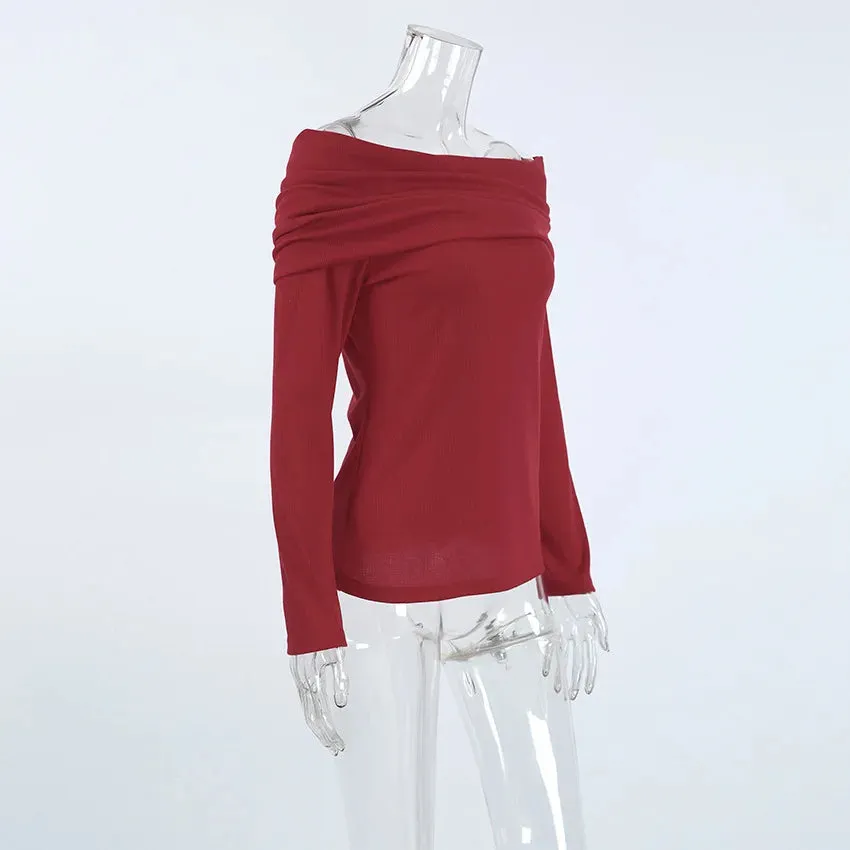 Off-Shoulder Knitwear Pullover Top
