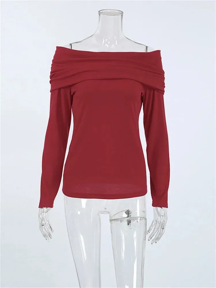 Off-Shoulder Knitwear Pullover Top