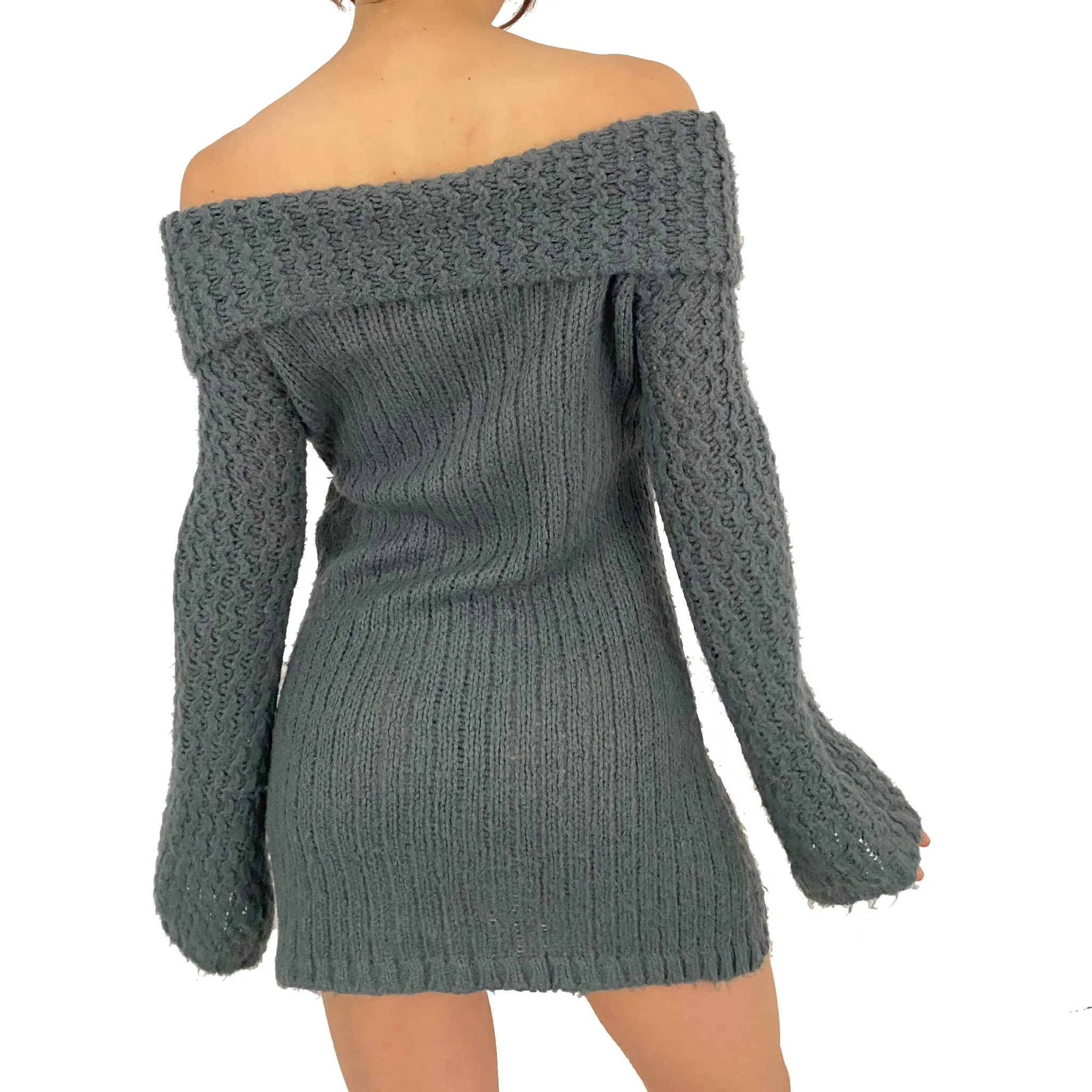 Off the Shoulder Dusty Sweater Dress (S)