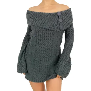 Off the Shoulder Dusty Sweater Dress (S)