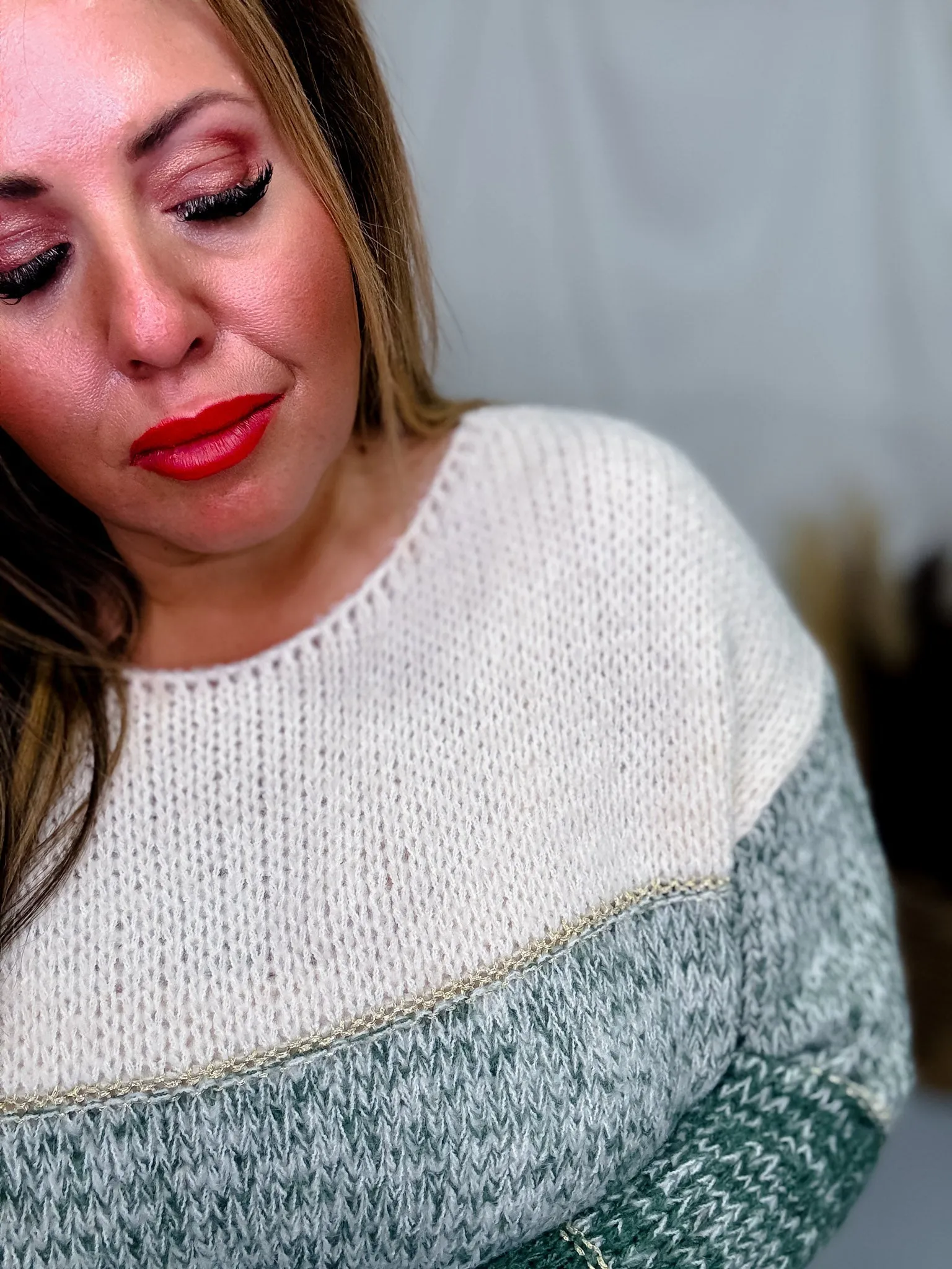 Olive Two-Toned Pullover Sweater