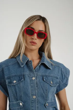 Olivia Rectangle Sunglasses In Red