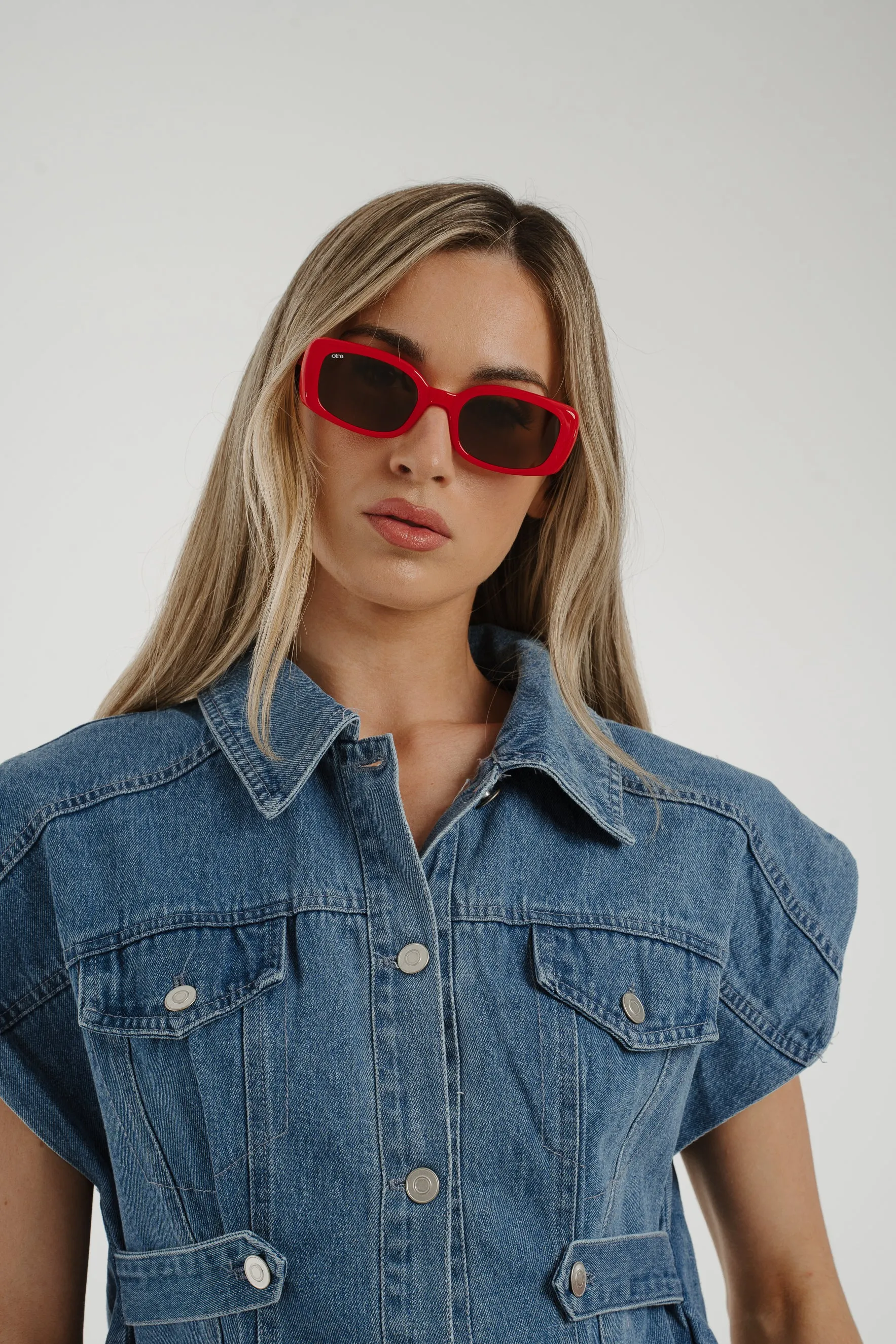 Olivia Rectangle Sunglasses In Red