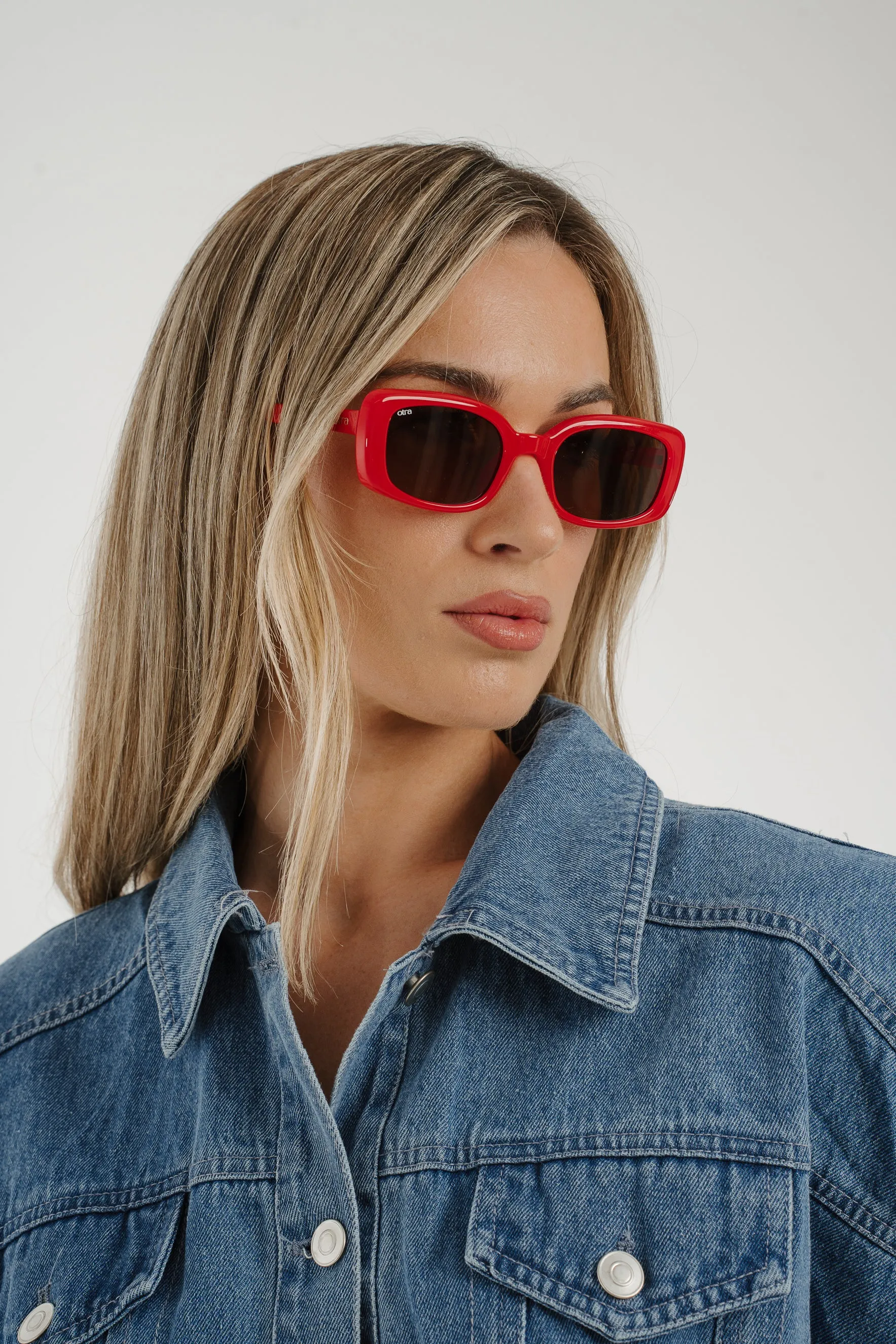 Olivia Rectangle Sunglasses In Red
