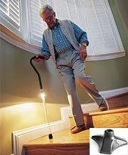 PathLighter Cane KIT - Offset Handle Walking Cane with Lucite Shaft and Able Tripod Base
