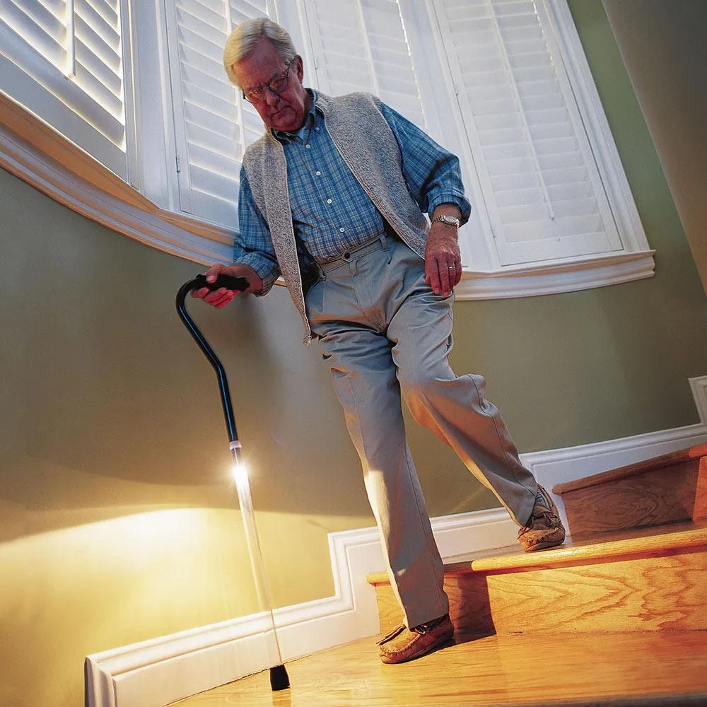 PathLighter Cane KIT - Offset Handle Walking Cane with Lucite Shaft and Able Tripod Base