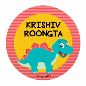 Personalised Dinosaur Waterproof Stickers (Round)