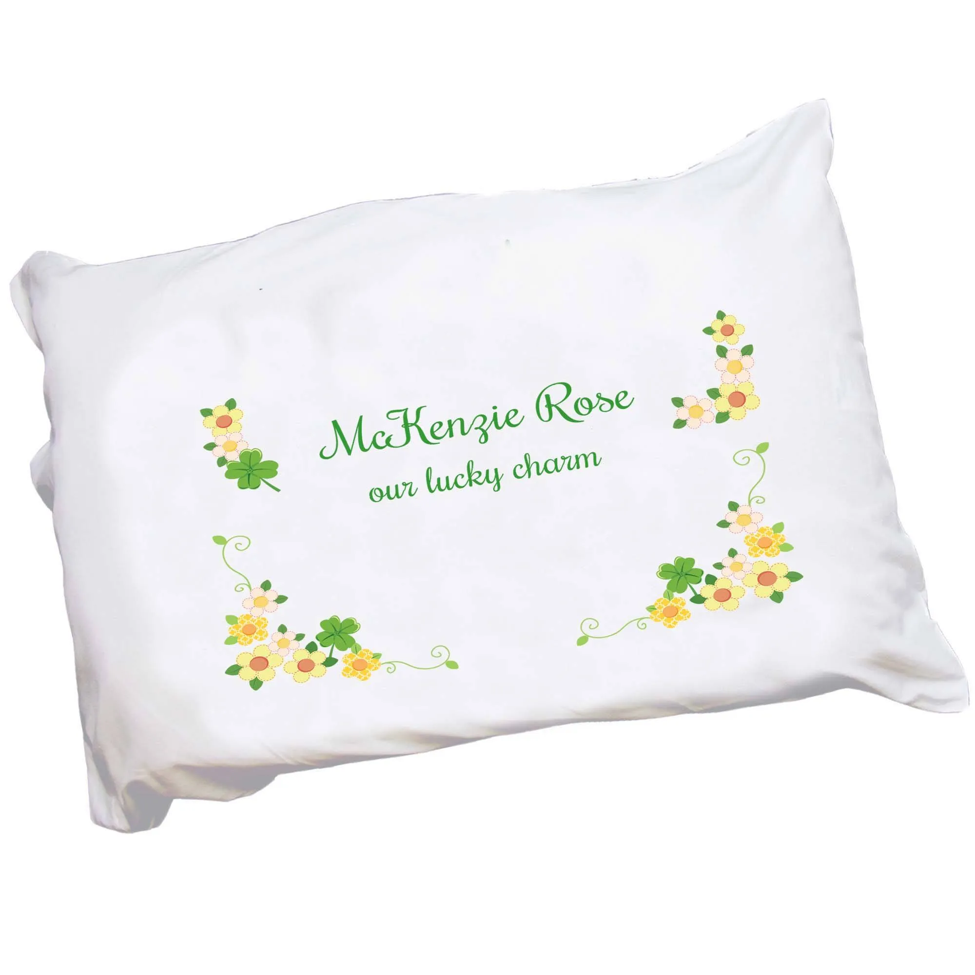 Personalized Four Leaf Clover Shamrock Pillowcase