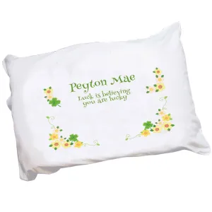 Personalized Four Leaf Clover Shamrock Pillowcase