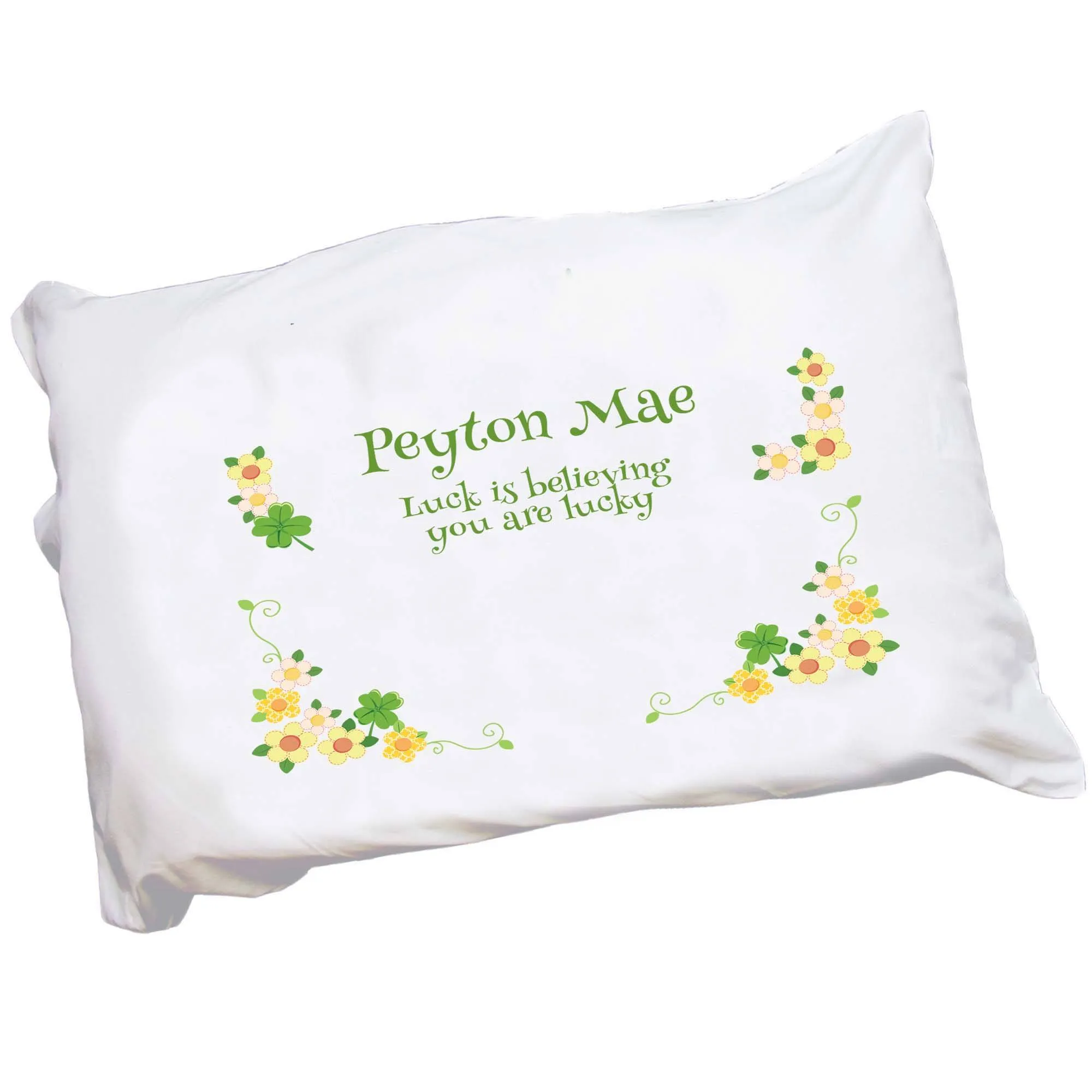 Personalized Four Leaf Clover Shamrock Pillowcase