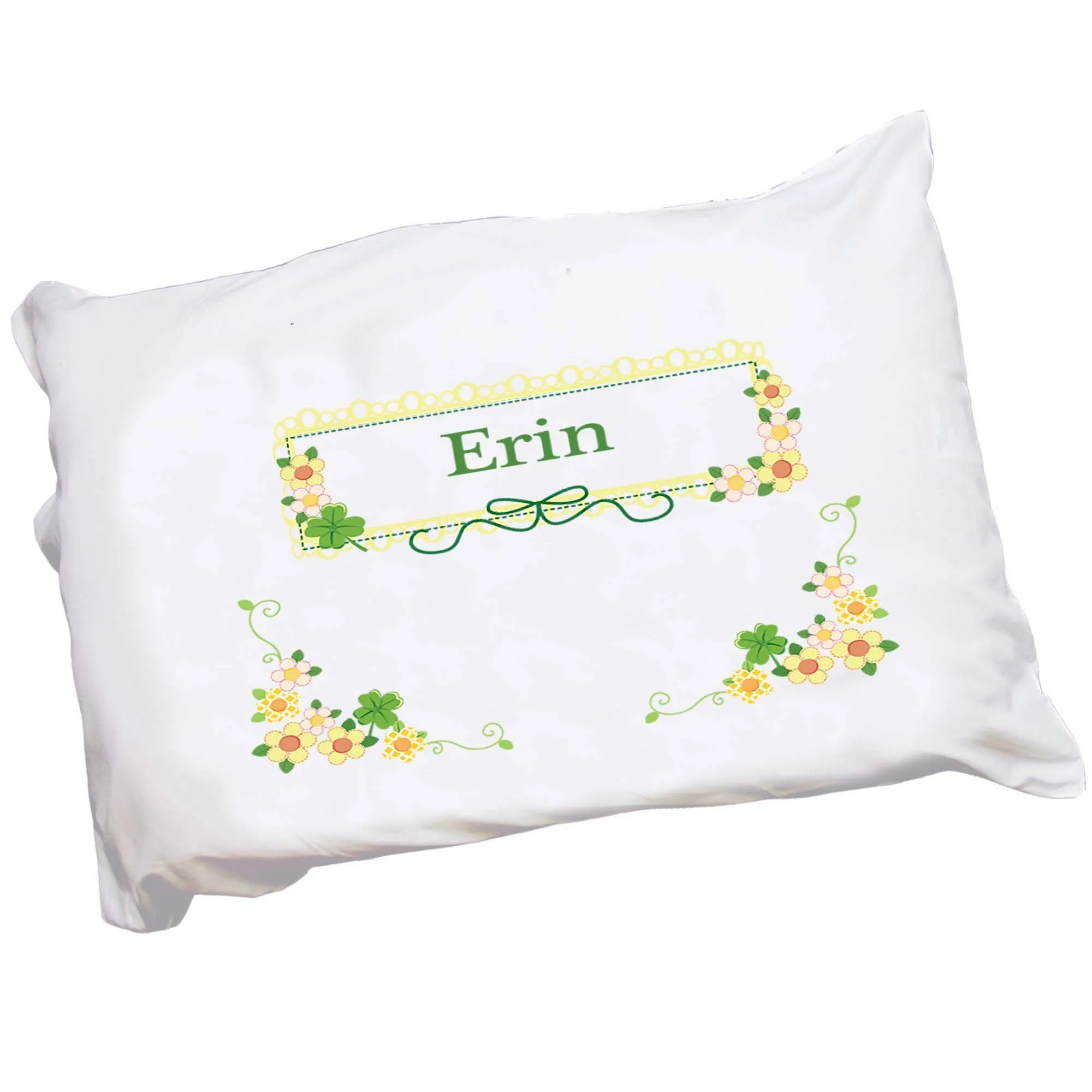 Personalized Four Leaf Clover Shamrock Pillowcase