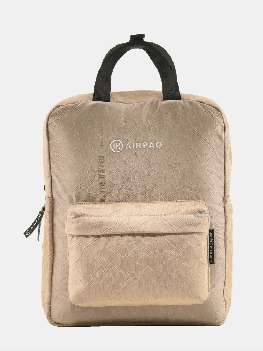 Qube Beige Backpack In Recycled Airbag | Airpaq