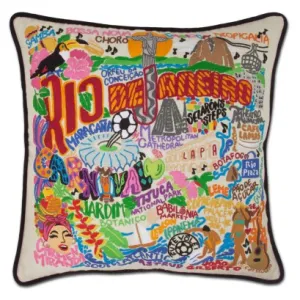 Rio De Janeiro Hand-Embroidered Pillow