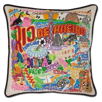 Rio De Janeiro Hand-Embroidered Pillow