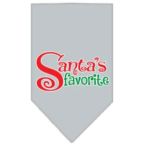 Santas Favorite Screen Print Pet Bandana Grey Size Large