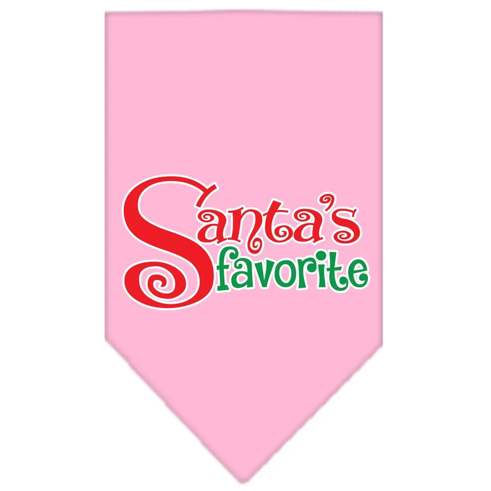 Santas Favorite Screen Print Pet Bandana Light Pink Size Small