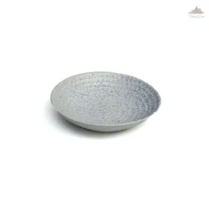 Santorini White with blue Speckles Thumbprint Bowl | Height 5 cm | Diameter 24.5 cm | Hand Painted |  Set of 1 | Ceramic Pottery | Ideal for serving food items