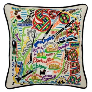 Scotland Hand-Embroidered Pillow