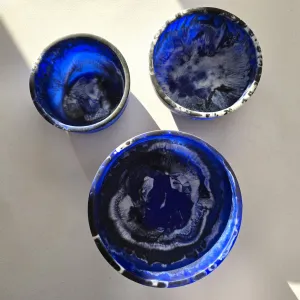 Serving Bowls Set - Hand-poured Resin : Dark Blue