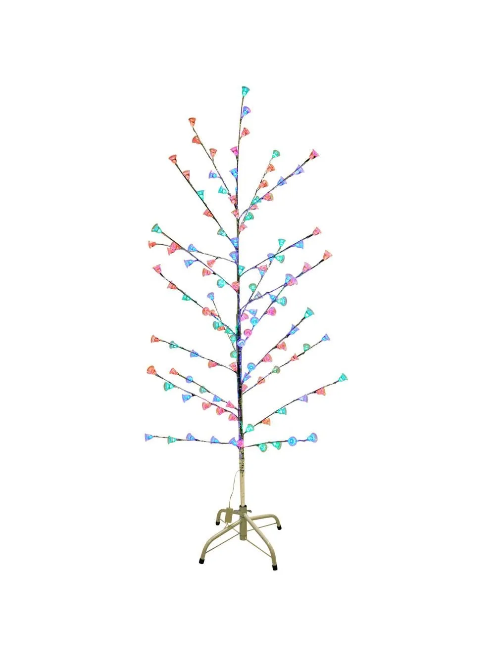 Silver 58" Retro Artificial Christmas Tree w/ Light Up Bells