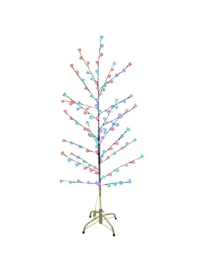 Silver 58" Retro Artificial Christmas Tree w/ Light Up Bells