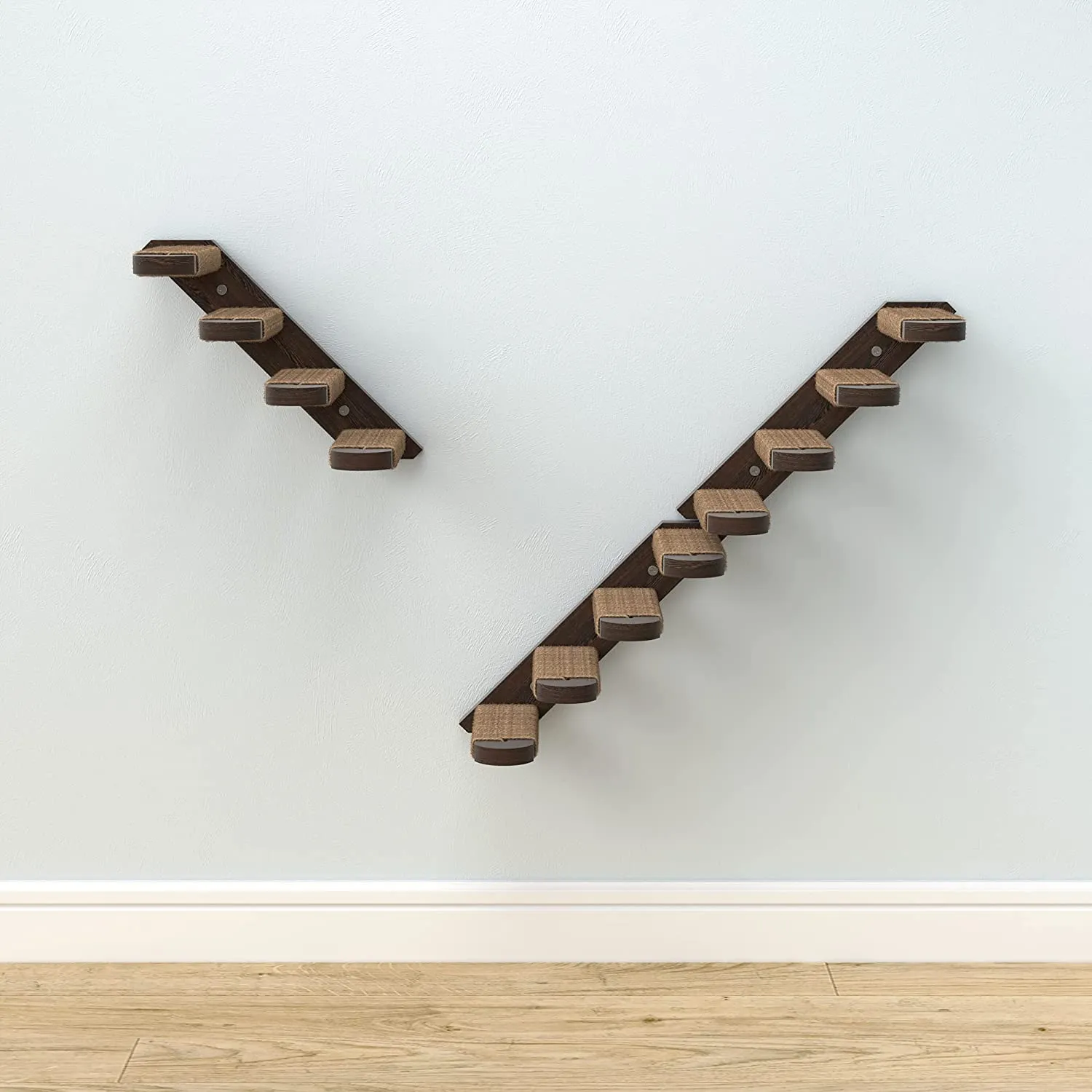 Skywin Cat Steps - Solid Rubber Wood Cat Stairs Great for Scratching and Climbing - Easy to Install Wall Mounted Cat Shelves for Playful Cats