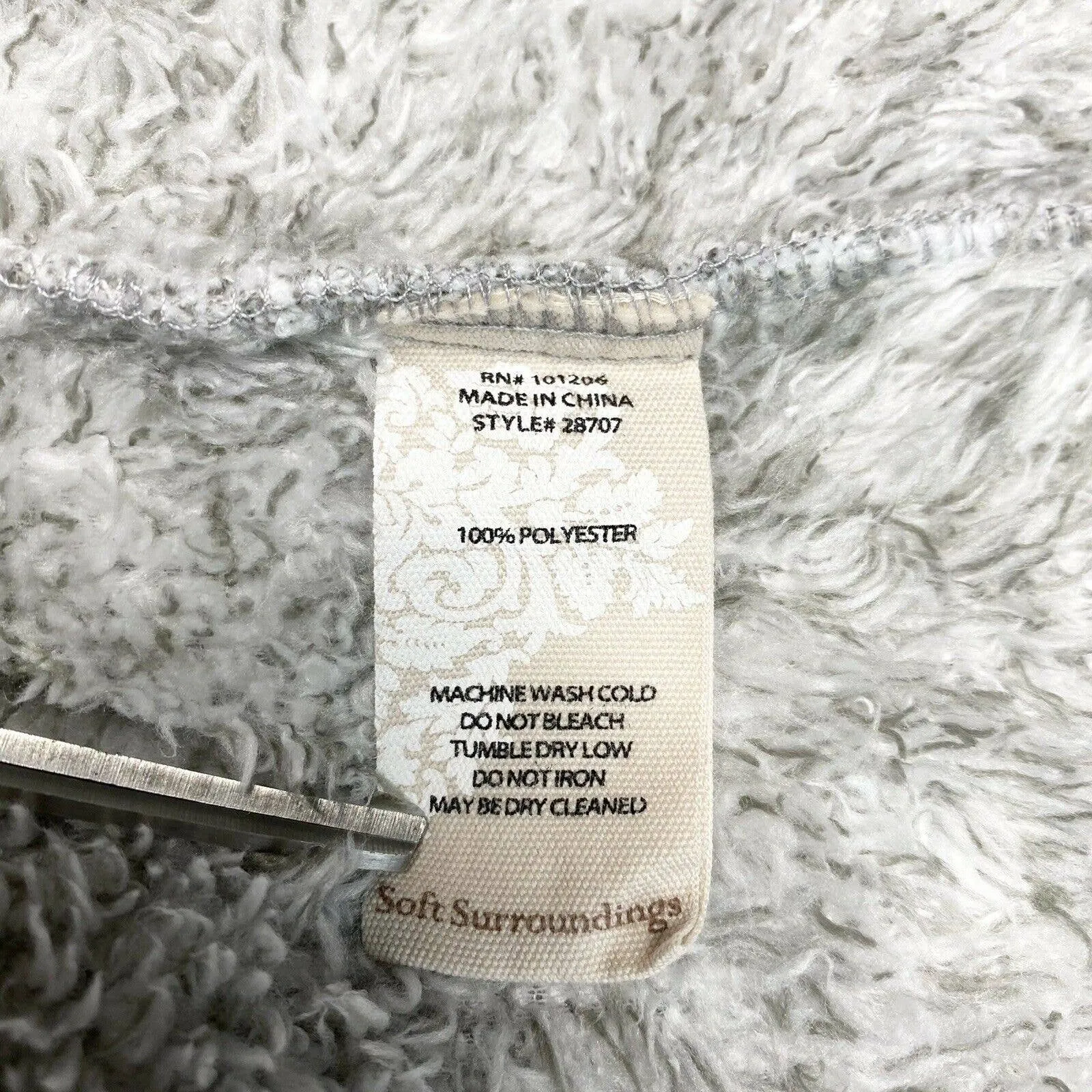 Soft Surroundings Hugs Gray Plush Poly Sherpa Cardigan Jacket Cozy Sz Medium