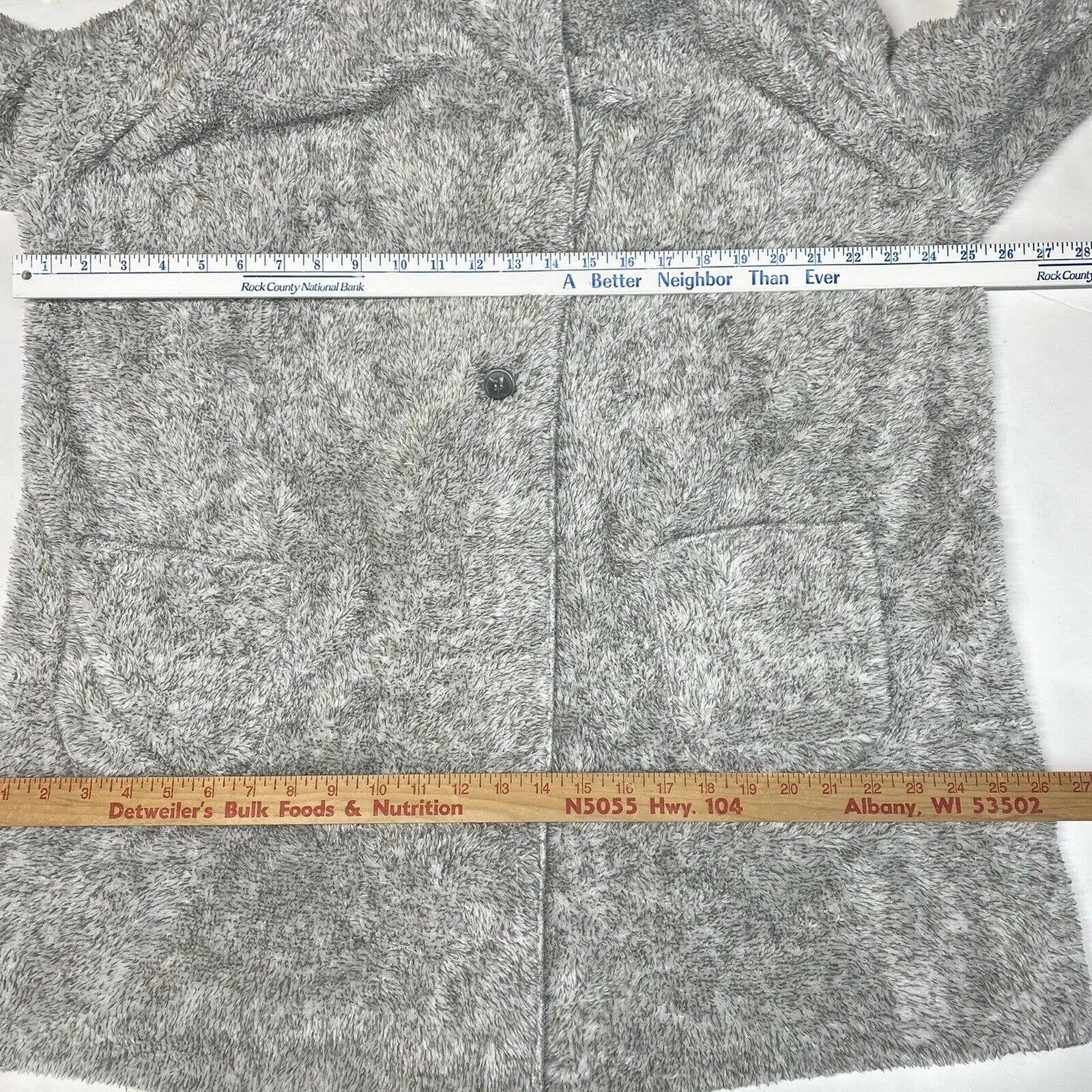Soft Surroundings Hugs Gray Plush Poly Sherpa Cardigan Jacket Cozy Sz Medium
