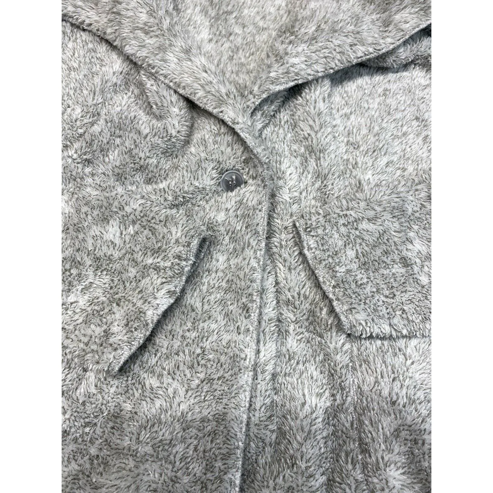Soft Surroundings Hugs Gray Plush Poly Sherpa Cardigan Jacket Cozy Sz Medium
