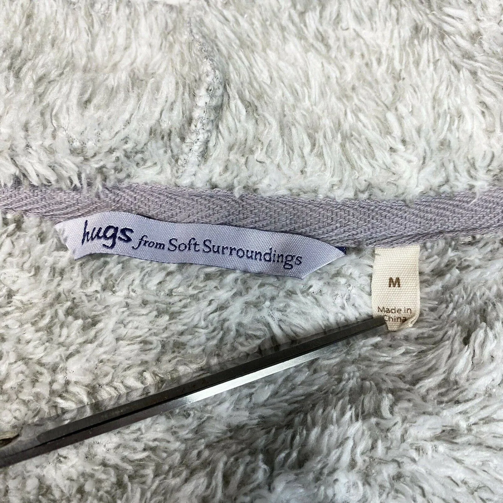 Soft Surroundings Hugs Gray Plush Poly Sherpa Cardigan Jacket Cozy Sz Medium