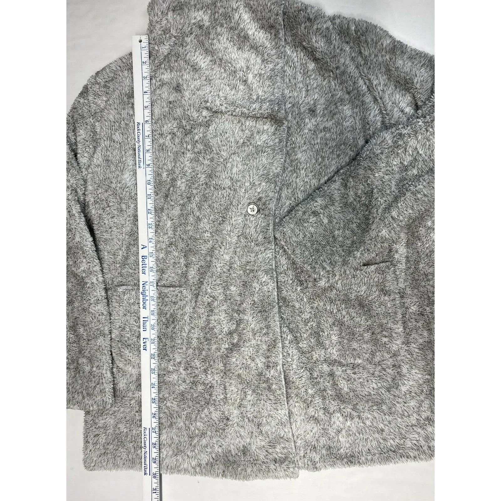 Soft Surroundings Hugs Gray Plush Poly Sherpa Cardigan Jacket Cozy Sz Medium