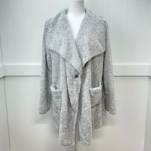 Soft Surroundings Hugs Gray Plush Poly Sherpa Cardigan Jacket Cozy Sz Medium