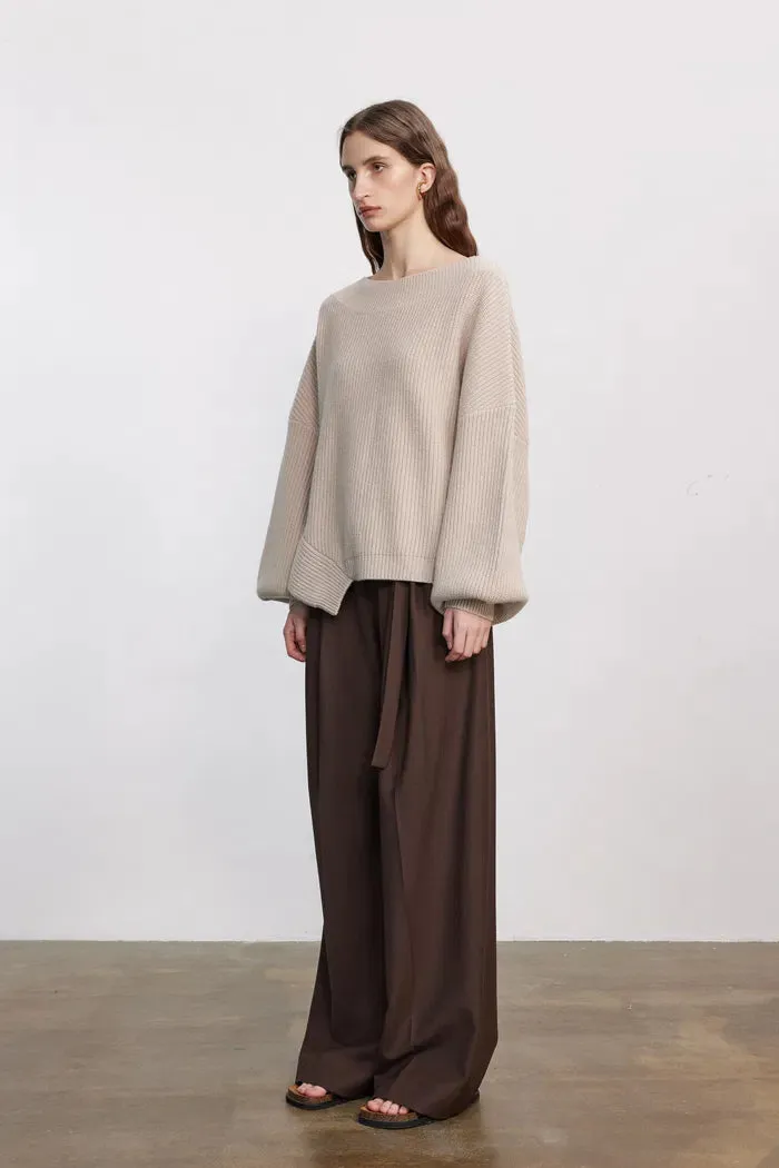 Sonia Asymmetrical Hem Sweater in Merino Wool Knit