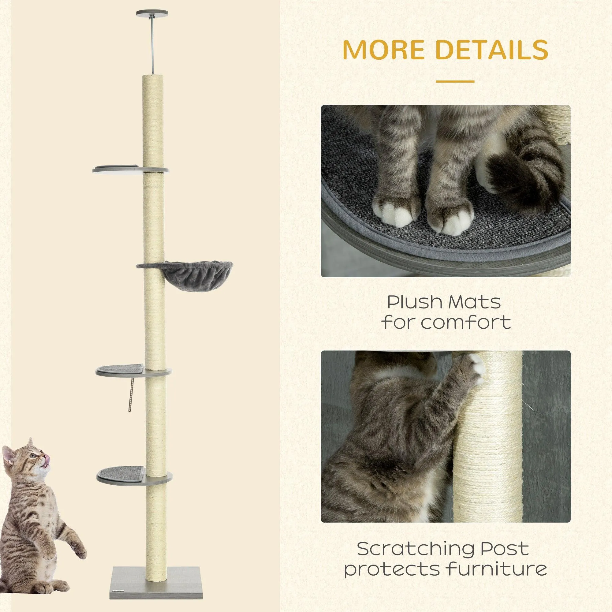Tall Cat Tree with Hammock, Scratching Post