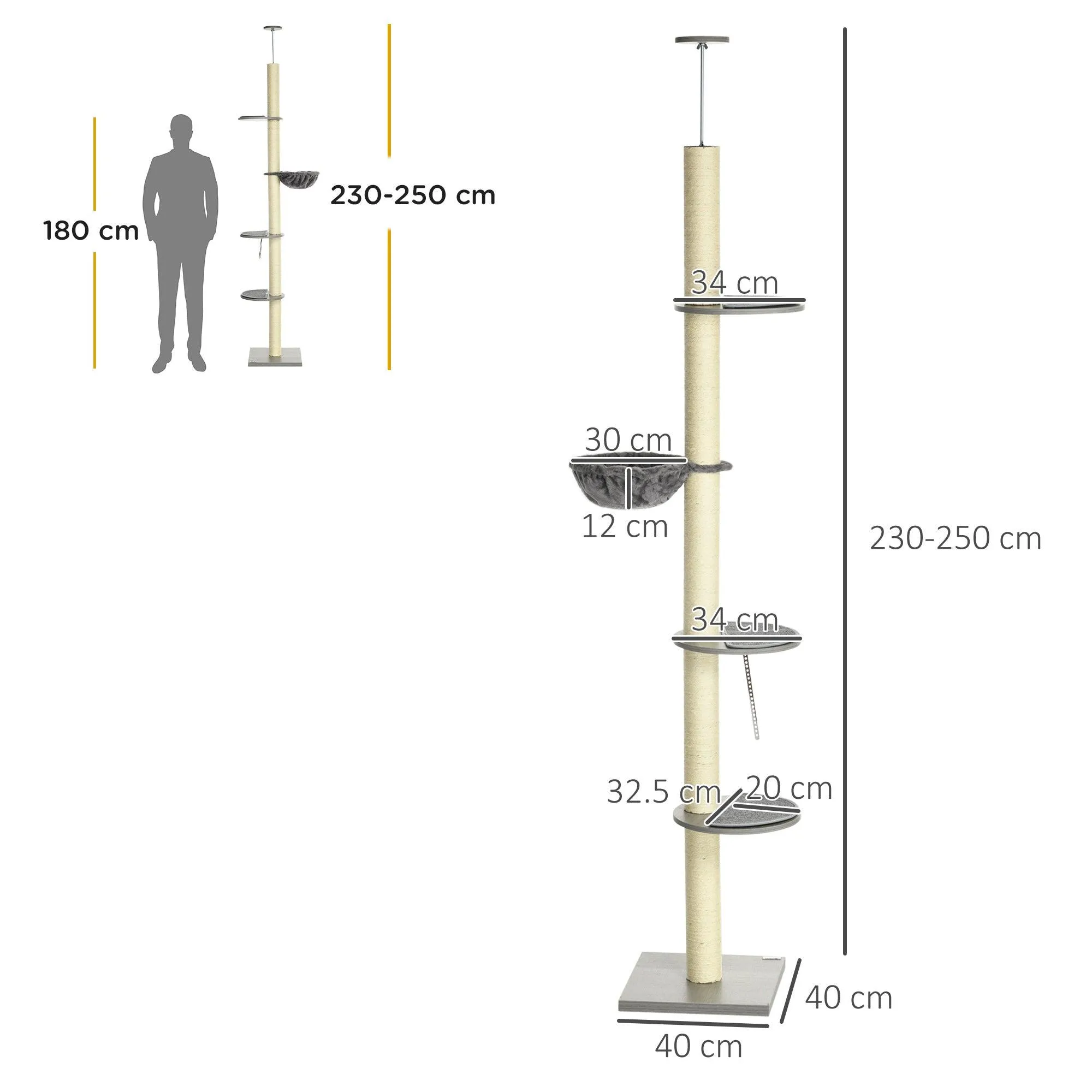 Tall Cat Tree with Hammock, Scratching Post