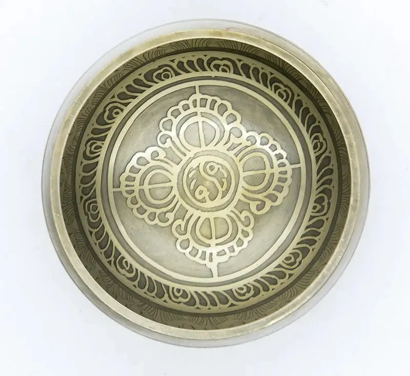 Tibetan Bronze Singing Bowl with Unique Etchings for Sound Therapy and Healing