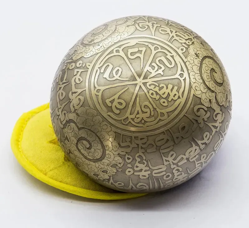 Tibetan Bronze Singing Bowl with Unique Etchings for Sound Therapy and Healing