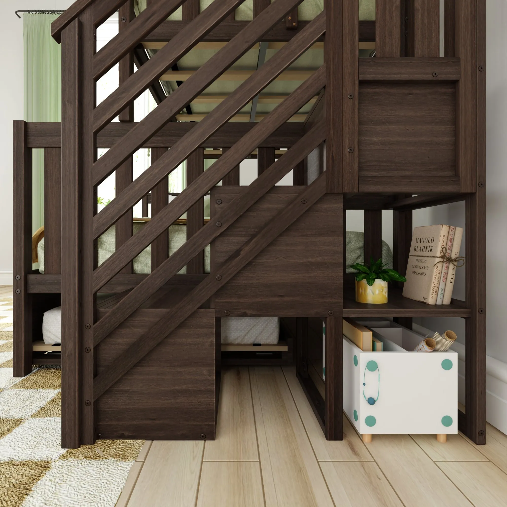 Twin Over Full Bunk Bed With Stairs & Trundle