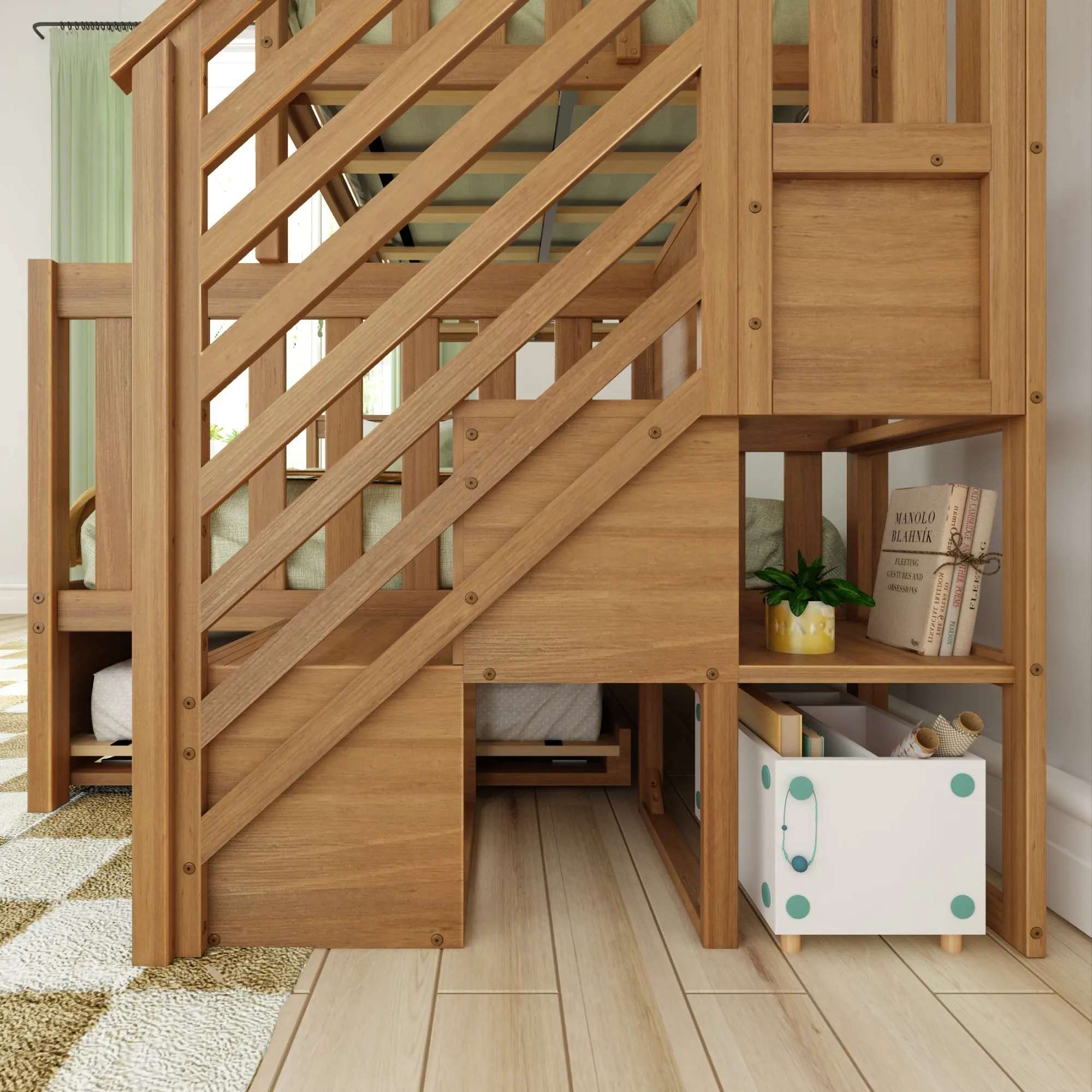 Twin Over Full Bunk Bed With Stairs & Trundle