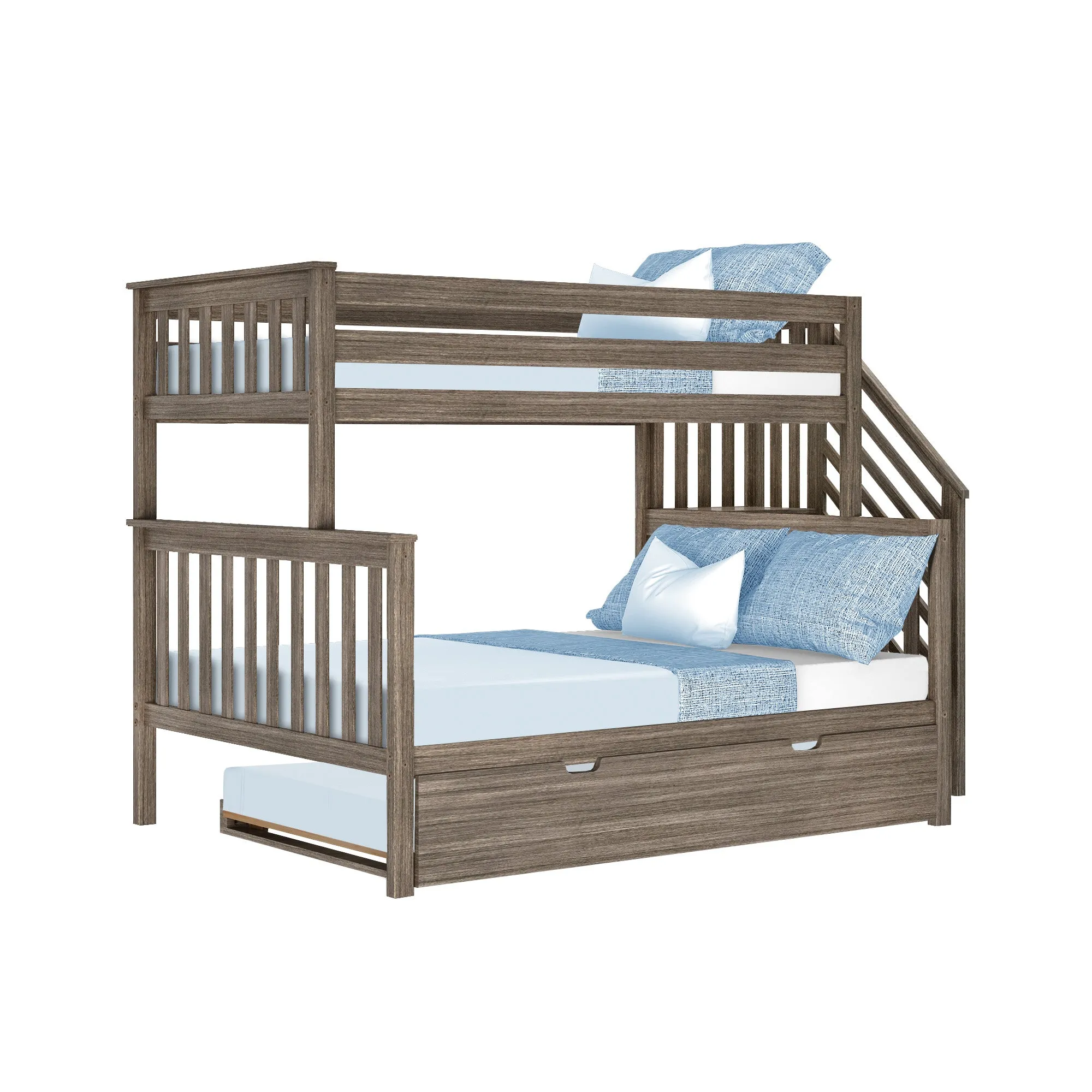 Twin Over Full Bunk Bed With Stairs & Trundle