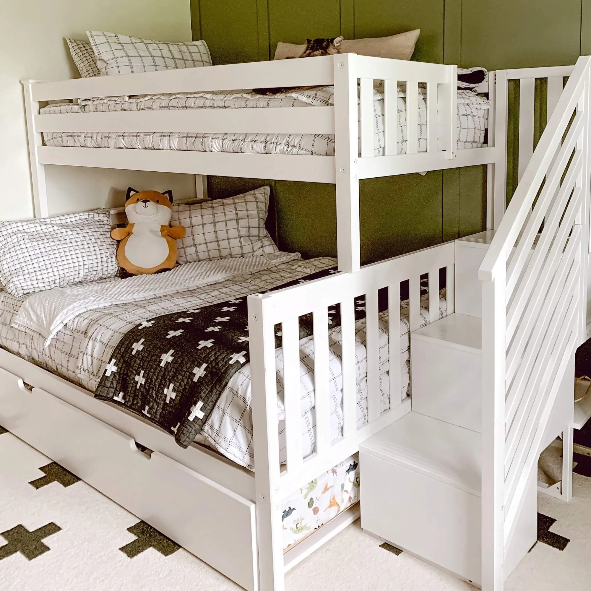 Twin Over Full Bunk Bed With Stairs & Trundle
