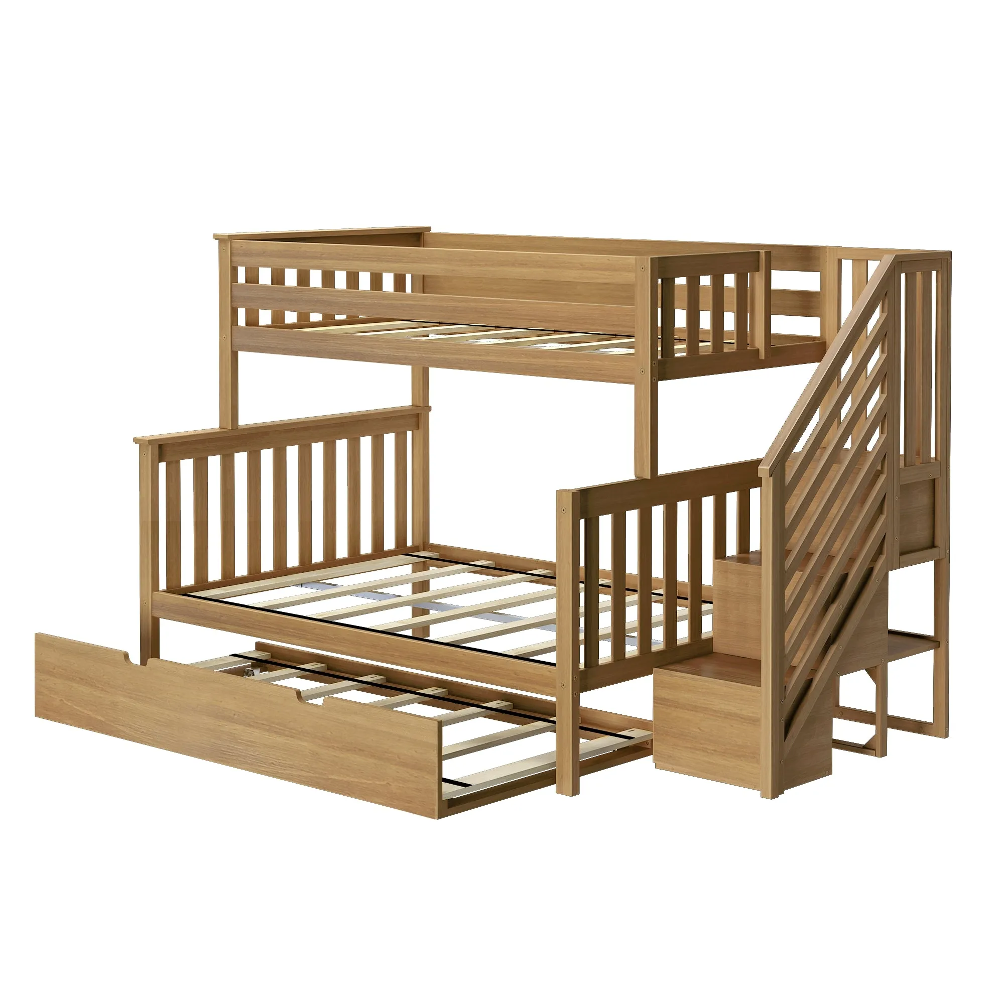 Twin Over Full Bunk Bed With Stairs & Trundle