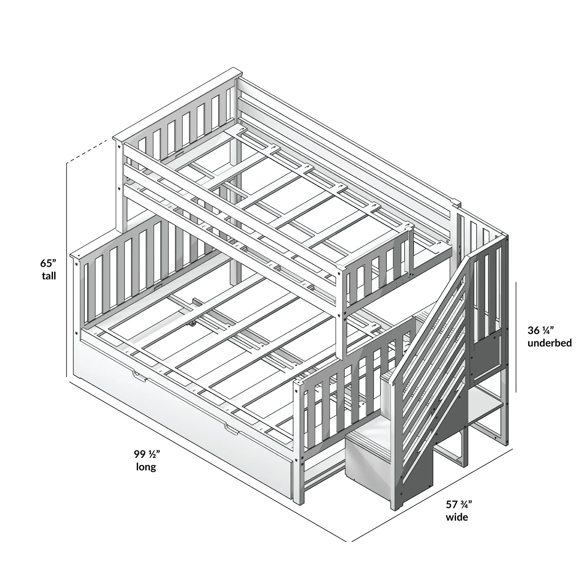 Twin Over Full Bunk Bed With Stairs & Trundle