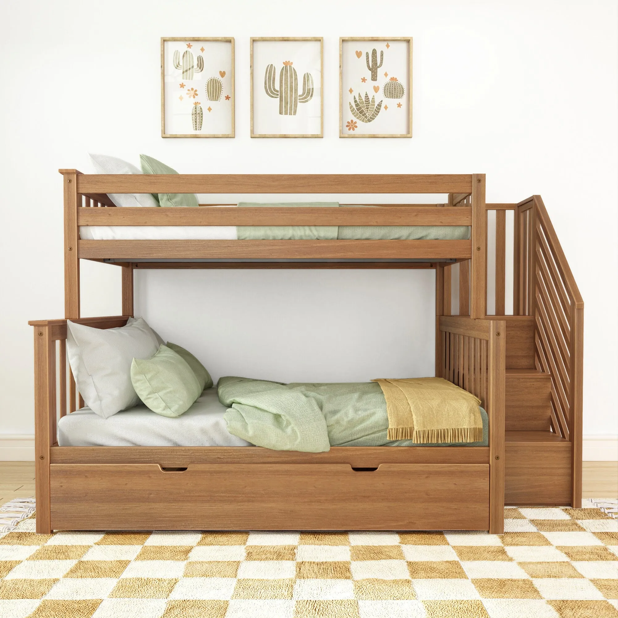 Twin Over Full Bunk Bed With Stairs & Trundle