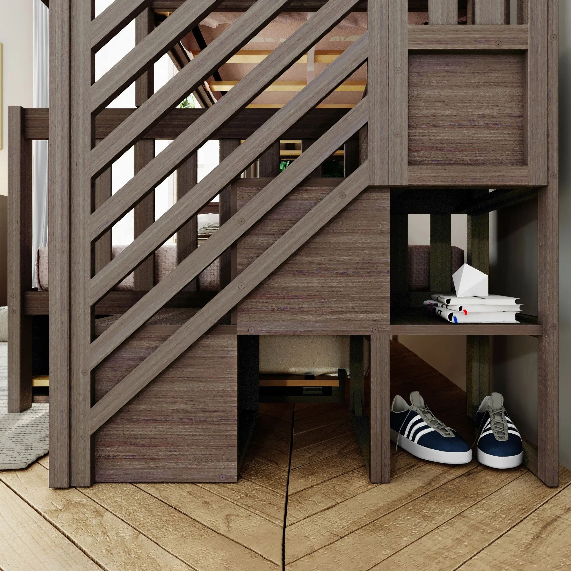 Twin Over Full Bunk Bed With Stairs & Trundle